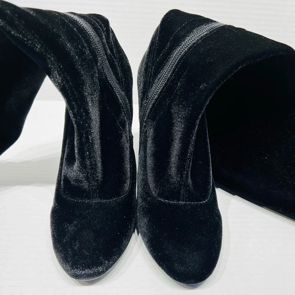 CARVELA WOLF BLACK by Kurt Geiger Zip Closure Velvet Upper Size 37 - Picture 11 of 16